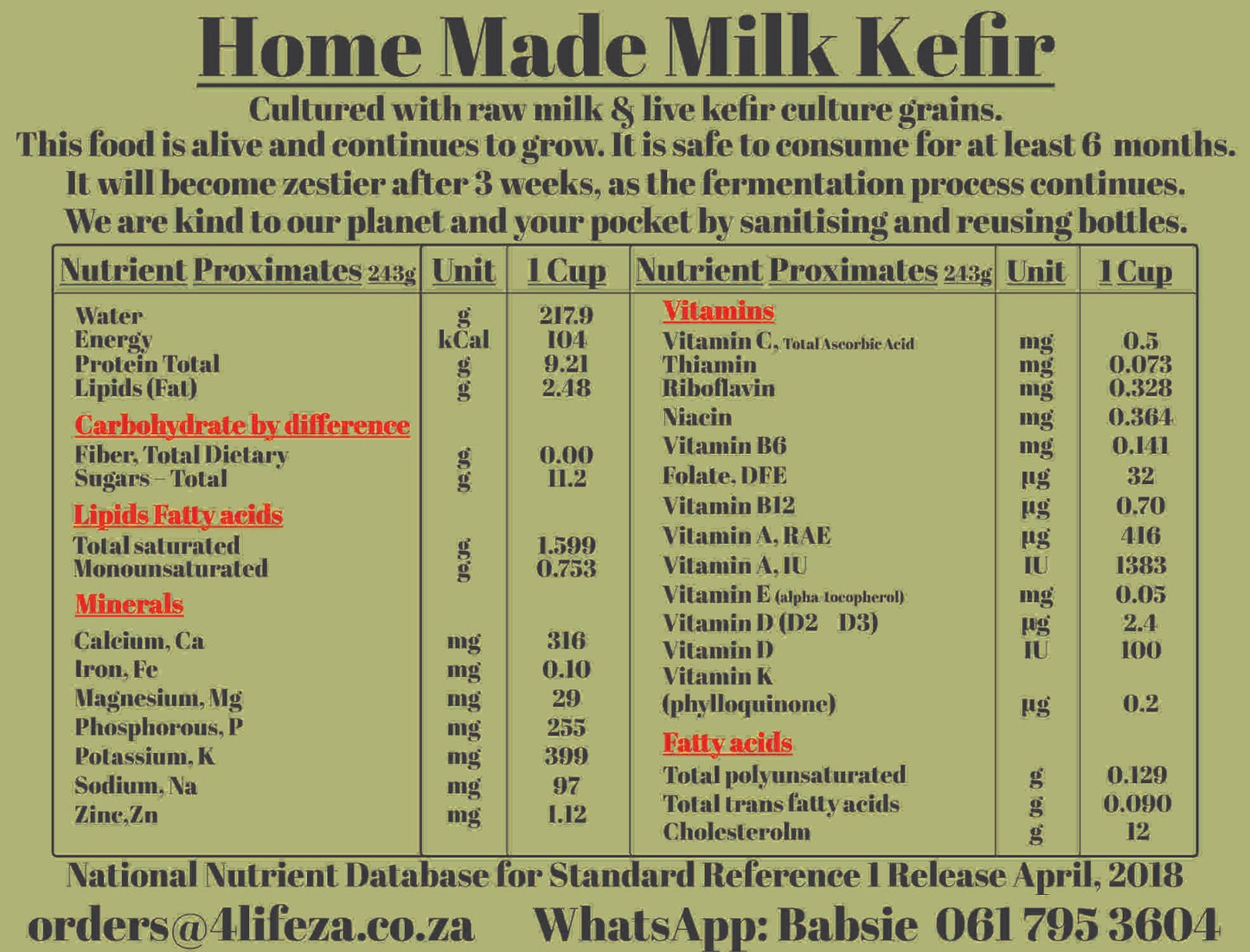 Milk Kefir:  Ready to drink